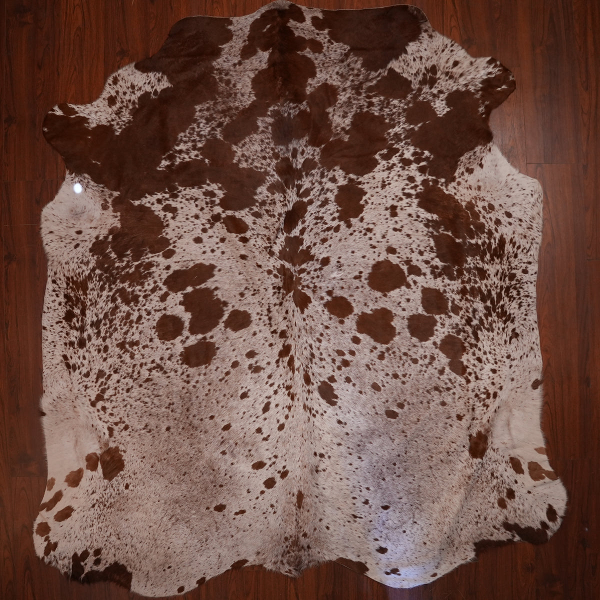 Nguni hide rug in speckled roan brown, 248 x 224 cm, genuine Nguni cow hide