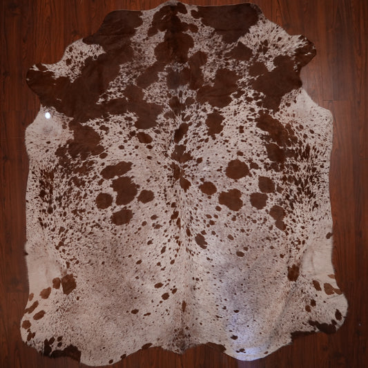 Nguni hide rug in speckled roan brown, 248 x 224 cm, genuine Nguni cow hide