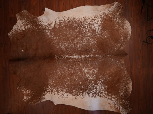 Nguni hide rug in finely speckled brown, 259 x 246 cm, genuine Nguni cow hide