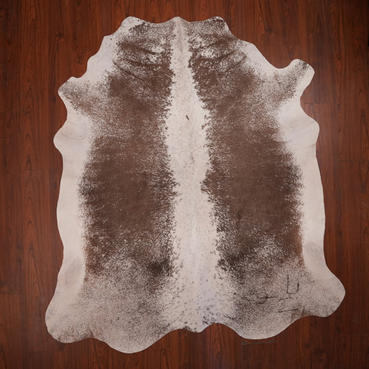 Nguni hide rug in speckled mocha dun, 228 x 205 cm, genuine Nguni cow hide
