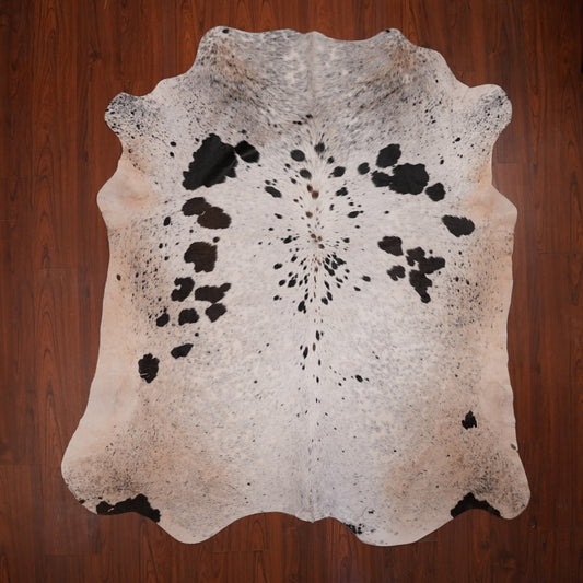 Nguni hide rug in speckled tri-colour, 222 x 202 cm, genuine Nguni cow hide