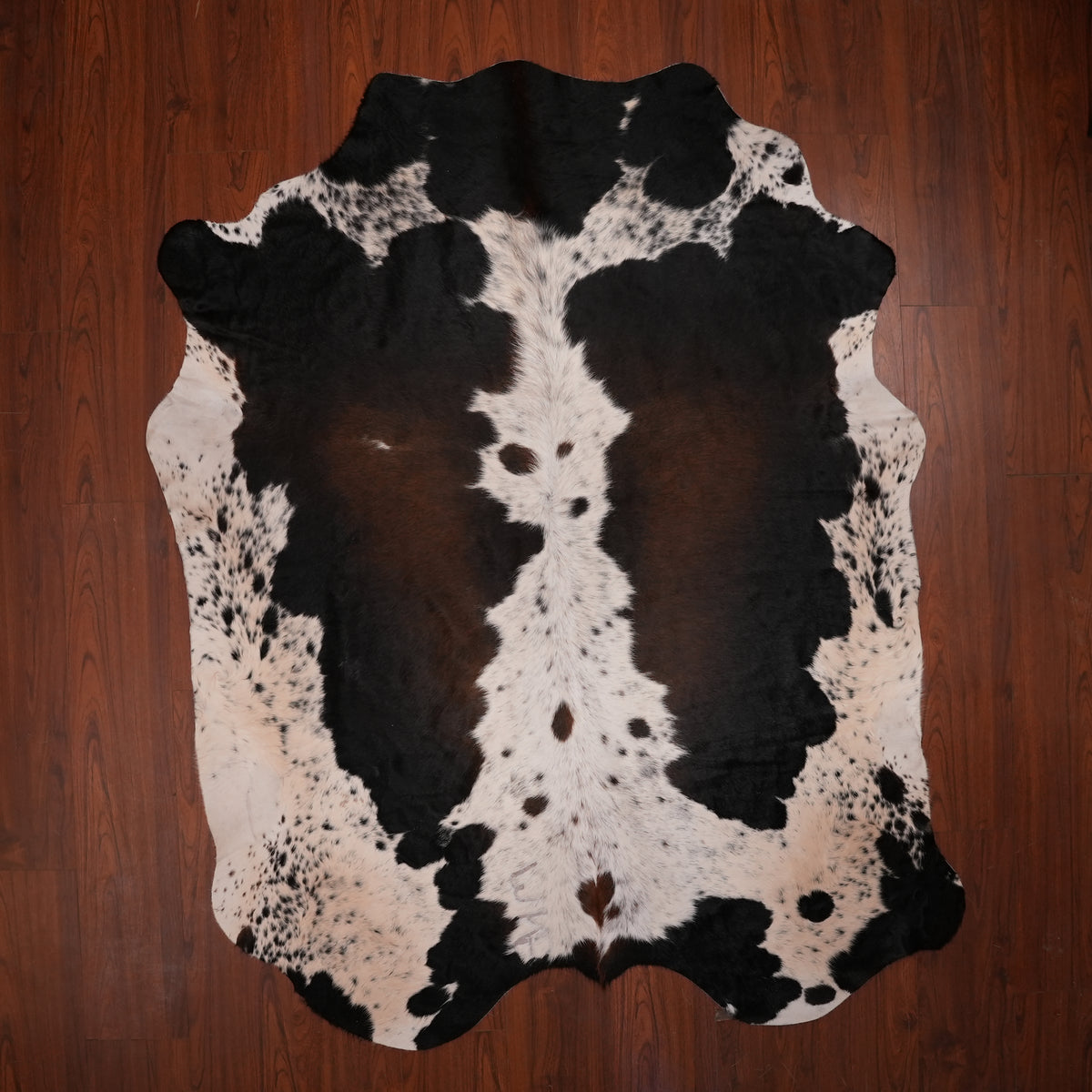 Nguni hide rug in high-contrast tri-colour, 224 x 172 cm, genuine Nguni cow hide
