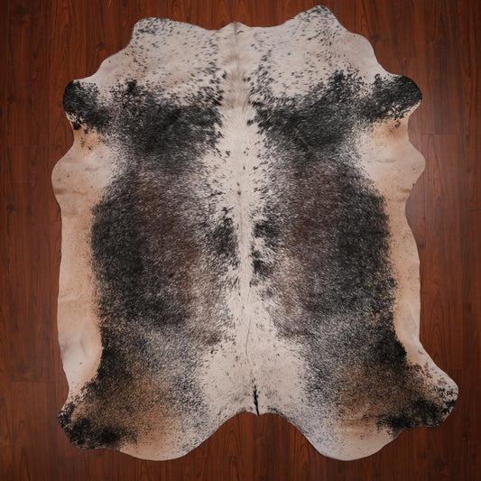 Nguni hide rug in salt-and-pepper tri-colour, 229 x 209 cm, genuine Nguni cow hide