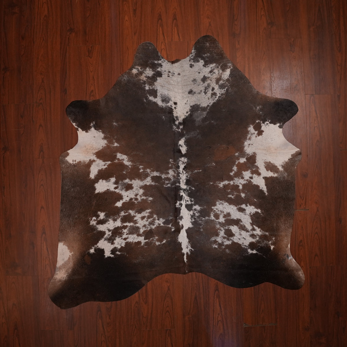 Chocolate Speckled Tri-colour cow hide rug, 190 x 180 cm, genuine cowhide