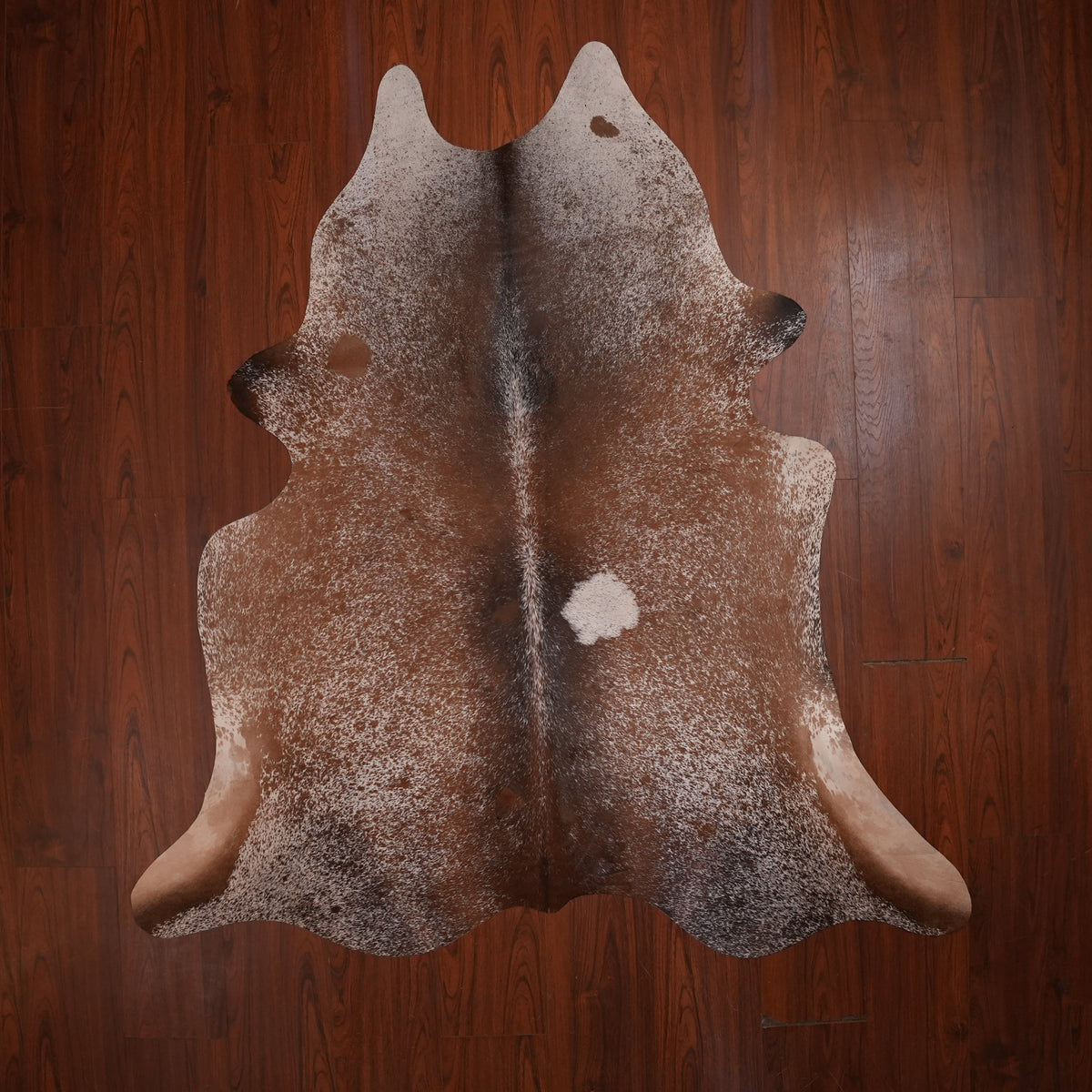 Salt-and-Pepper Tri-colour cow hide rug, 201 x 189 cm, genuine cowhide