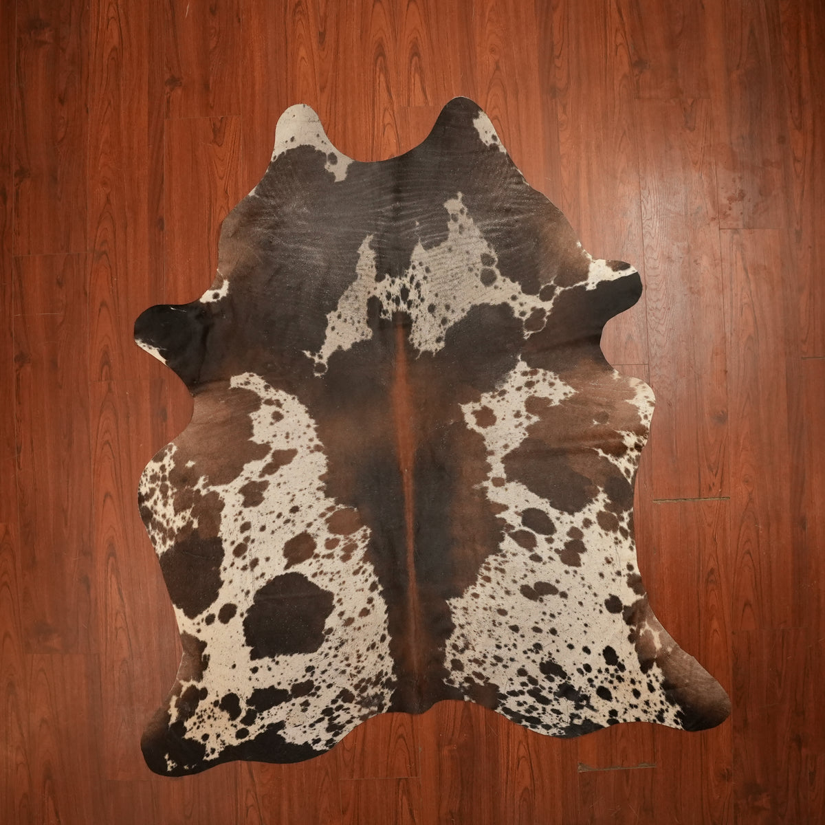 Spattered Tri-colour cow hide rug, 206 x 181 cm, genuine cowhide