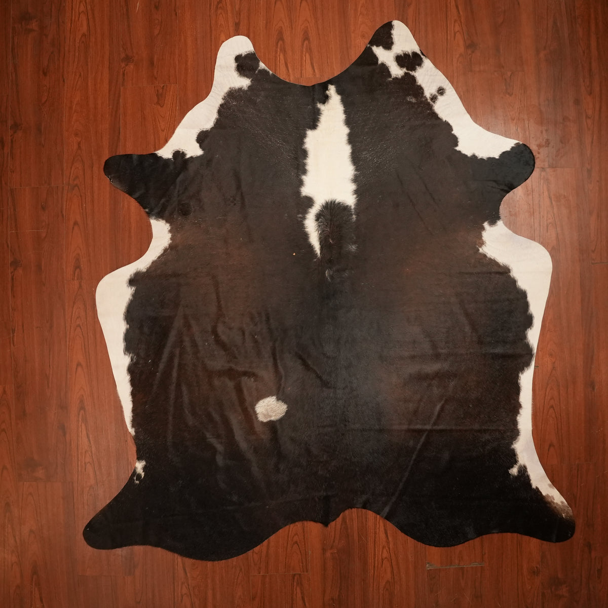 High-Contrast Tri-colour cow hide rug, 220 x 203 cm, genuine cowhide