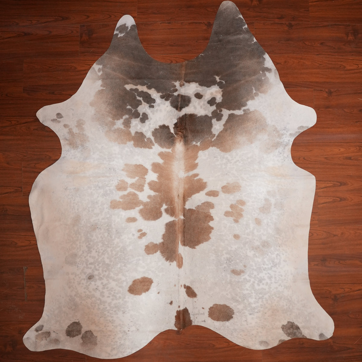 Pale Speckled Tri-colour cow hide rug, 243 x 215 cm, genuine cowhide
