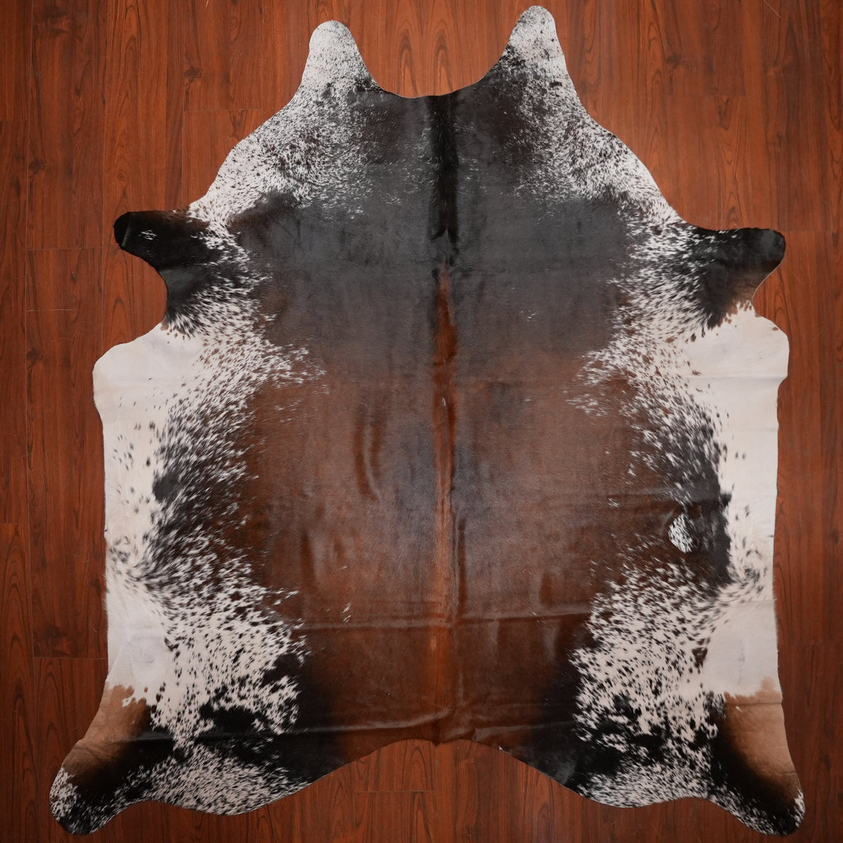 Speckled Tri-colour cow hide rug, 248 x 227 cm, genuine cowhide